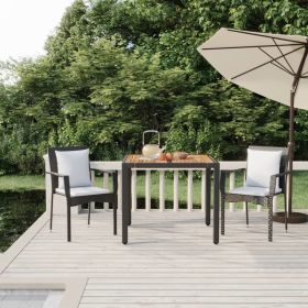 3 Piece Patio Dining Set with Cushions Black Poly Rattan