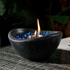 Tabletop Fire Pit Black, Outdoor & Indoor Fire Pit, Portable Concrete Fire Pit, Personal Ethanol Fireplace, Outdoor Table Top Fire Pit, Mini Fire Pit