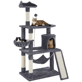 63.5''H Multi Level Cat Tree Condo with Scratching Post, Gray