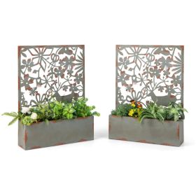 Set of 2 Decorative Raised Garden Bed with Trellises