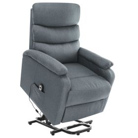 Power Lift Massage Recliner Light Gray Fabric