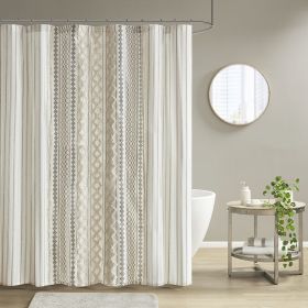 Imani Cotton Printed Shower Curtain with Chenille