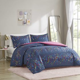 Janie Rainbow Iridescent Metallic Dot Comforter Set