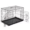 30" Foldable Dog Crate Wire Metal Dog Kennel with Leak-Proof Pan & Protecting Feet & Divider Panel, Double Door Dog Crate Indoor Wire Dog Cage