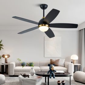 52 Inch Black Ceiling Fan with Lights