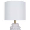 21" Hob-Nail Ceramic Table Lamp, Brass Accents, White Finish