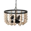 4 - Light Wood Chandelier, Hanging Light Fixture with Adjustable Chain for Kitchen Dining Room Foyer Entryway, Bulb Not Included