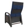 Outdoor Recliner Chair, PE Wicker Adjustable Reclining Lounge Chair and Removable Soft Cushion, with Modern Armchair and Ergonomic for Home, Sunbathin