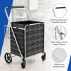 Folding Shopping Cart with Waterproof Liner Wheels and Basket