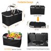 30L Insulated Picnic Basket Cooler Collapsible Food Delivery Storage Bag Grocery Market Basket Heat & Cool Insulation w/ Aluminum Handles