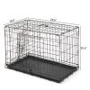 30" Foldable Dog Crate Wire Metal Dog Kennel with Leak-Proof Pan & Protecting Feet & Divider Panel, Double Door Dog Crate Indoor Wire Dog Cage