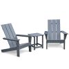 3Pcs Outdoor Adirondack Chairs,Patio Lawn Chairs with Side Table,for Deck Garden Backyard Balcony,Dark Grey