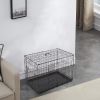 30" Foldable Dog Crate Wire Metal Dog Kennel with Leak-Proof Pan & Protecting Feet & Divider Panel, Double Door Dog Crate Indoor Wire Dog Cage