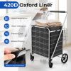 Folding Shopping Cart with Waterproof Liner Wheels and Basket