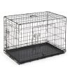 30" Foldable Dog Crate Wire Metal Dog Kennel with Leak-Proof Pan & Protecting Feet & Divider Panel, Double Door Dog Crate Indoor Wire Dog Cage