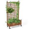 50 Inch Wood Planter Box with Trellis Mobile Raised Bed for Climbing Plant