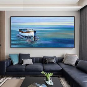 Handmade Oil Painting On Canvas Wall Art Decoration Modern Abstract Boat Landscape Picture  Living Room hallway bedroom luxurious decorative painting (size: 50x100cm)