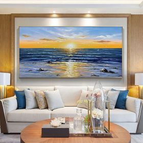 Oil Painting Hand Painted Horizontal Panoramic Abstract Modern Rolled Canvas Home hallway living room bedroom wall art (size: 75x150cm)