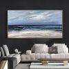 Handpainted Oil Painting CanvasWall Art Decoration Abstract Knife Painting Seascape Blue For Home Decor Living Room hallway bedroom luxurious decorati