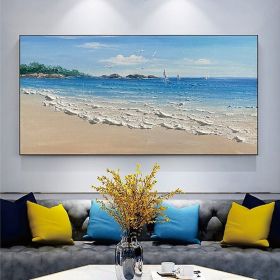 Hand Painting Wall Art Modern Abstract Ocean Landscape Home Living Room hallway bedroom luxurious decorative painting (size: 50x100cm)