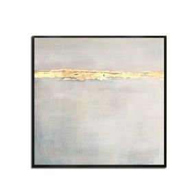 Handmade Gold Foil Abstract Oil Painting Top Selling Wall Art Modern White Color Picture Canvas Home Decor For Living Room No Frame (size: 90x90cm)