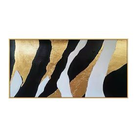 Handmade Gold Foil Abstract Oil Painting Top Selling Wall Art Modern Black and White Color Picture Canvas Home Decor For Living Room No Frame (size: 100x150cm)