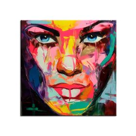 100% Hand Painted Modern Francoise Nielly Face Oil Painting Wall Art Picture Portrait Palette Knife Canvas Acrylic Texture Colourful No Framed (size: 120x120cm)