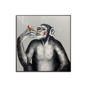 Large Hand painted Colorful Monkey Oil Paintings Handsome Animal Pictures wall art Gorilla Canvas Painting caudros picture for living room No Frame (size: 150x150cm)