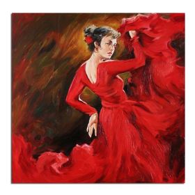 Ha's Art 100% Hand Painted Abstract Oil Painting Wall Art Modern Red Dancing Girl Picture Canvas Home Decor For Living Room Bedroom No Frame (size: 90x90cm)