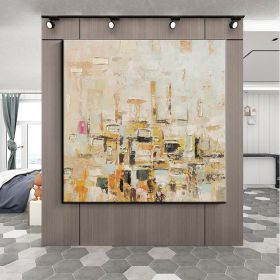 Handmade Oil Painting Color Block Gold Leaf Living Room Decoration Painting Abstract Painting Home Hanging Painting Wall Art (style: 1, size: 80x80cm)