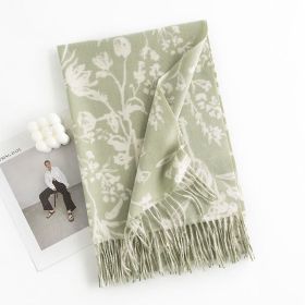 Artificial Cashmere Cream Sweet Girl Style Shawl Scarf (Color: Green, size: 65x180 cm)