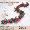 2pcs Fake Rose Vine Flowers Garland Plant Artificial Flower Wall Hanging Flower Rattan Fake Plant Leaf Wedding Home Garden Decor