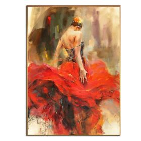 Ha's Art Handmade Abstract Oil Painting Wall Art Modern Beautiful Dancing Girl Picture Canvas Home Decor For Living Room Bedroom No Frame (size: 75x150cm)