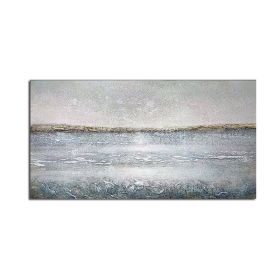 The Modern Sea View Blue Wall Art Canvas Hand Painted Sunny Abstract Painting Wall Picture for Home Office Decorations No Frame (size: 50x100cm)