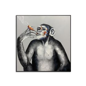 Large Hand painted Colorful Monkey Oil Paintings Handsome Animal Pictures wall art Gorilla Canvas Painting caudros picture for living room No Frame (size: 60x60cm)