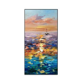 Handmade Landscape Lake Sky Oil Painting On Canvas Abstract Gold Art Wall Picture Modern Home Decoration For Living Room (size: 90x120cm)