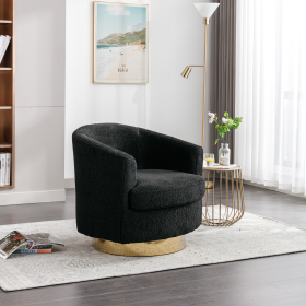 30.7''W Boucle Swivel Accent Barrel Chair Modern Comfy Sofa With Gold Stainless Steel Base for Living Room, 360 Degree Club Arm Chair for Nursery Bedr (Color: as Pic)