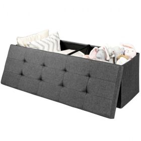 Large Fabric Folding Storage Chest (Color: Dark Gray)