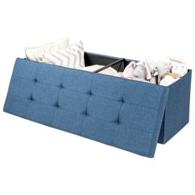 Large Fabric Folding Storage Chest (Color: navy)