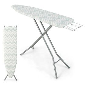 60 x 15 Inch Foldable Ironing Board with Iron Rest Extra Cotton Cover (Color: White)