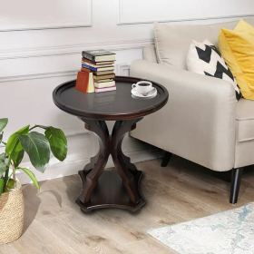 Rustic Classic Style Decorative Table,Elegant Tray Accent End table, Coffee table, Modern, 25" x 19" x 19" (Color: Coffee)