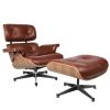 Germany warehouse inverntory lounge chair with Stool Ottoman GENUINE LEATHER Swivel Arm Chair