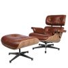 Germany warehouse inverntory lounge chair with Stool Ottoman GENUINE LEATHER Swivel Arm Chair