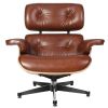 Germany warehouse inverntory lounge chair with Stool Ottoman GENUINE LEATHER Swivel Arm Chair