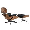 Germany warehouse inverntory lounge chair with Stool Ottoman GENUINE LEATHER Swivel Arm Chair