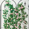 2pcs Fake Rose Vine Flowers Garland Plant Artificial Flower Wall Hanging Flower Rattan Fake Plant Leaf Wedding Home Garden Decor